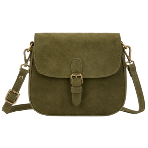 Olive Suede Crossbody Bag for Women – Medium Size